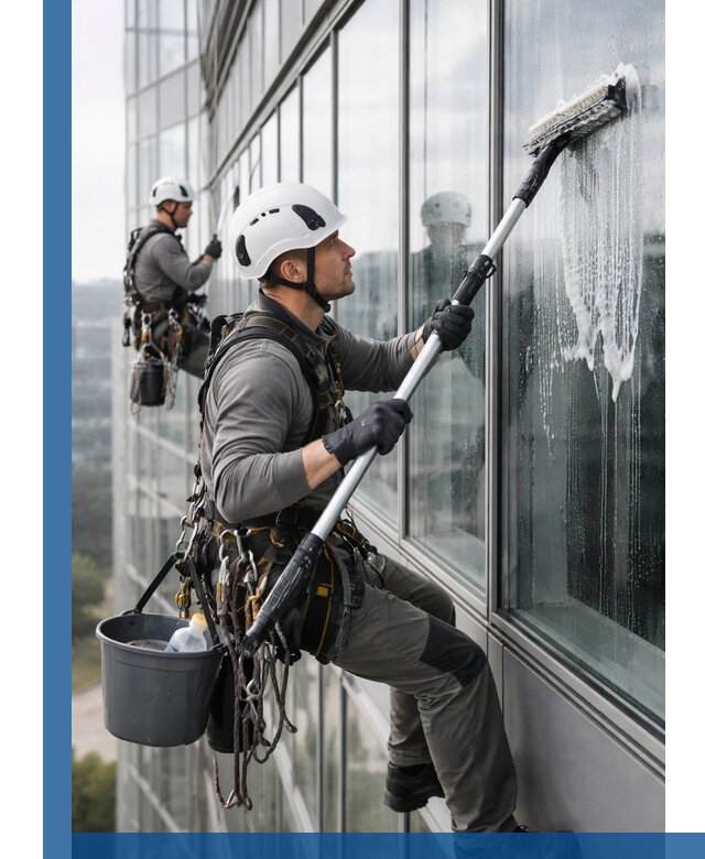 Высотная мойка сплошного остекления с выездом в Кунгуре