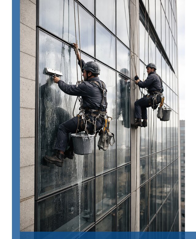 Профессиональная мойка стеклянных фасадов зданий в Кунгуре