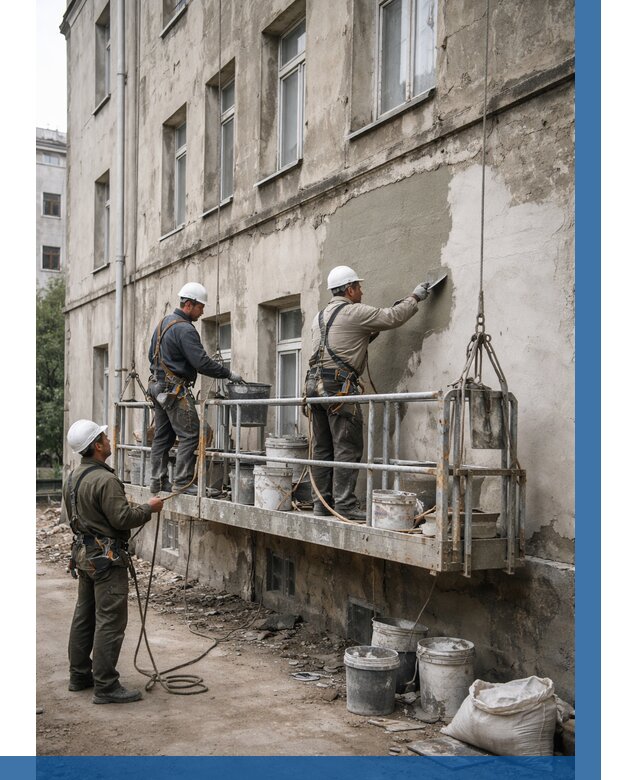 Капитальный ремонт фасада в Кунгуре от 4308 р. | ВЫСОТНИК-Кнг