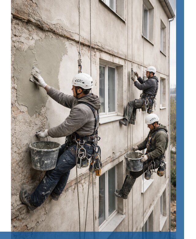 Ремонт штукатурного фасада в Кунгуре от 769 р. под ключ | ВЫСОТНИК-Кнг