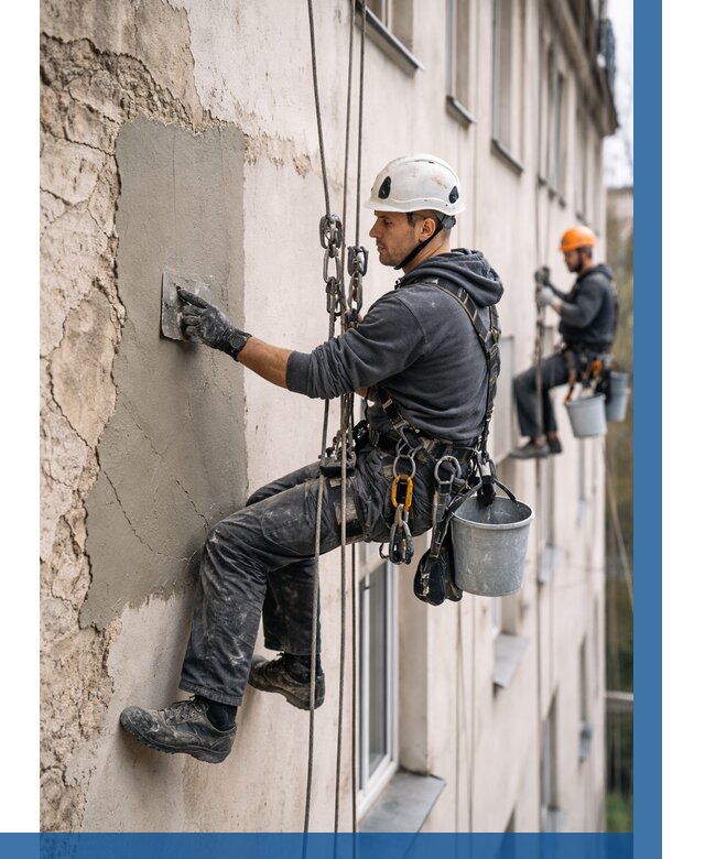 Восстановление штукатурки фасада в Кунгуре от 1231 р. | ВЫСОТНИК-Кнг