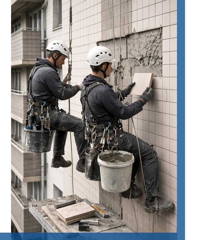 Ремонт облицовки фасада плиткой в Кунгуре от 1846 р. | ВЫСОТНИК-Кнг