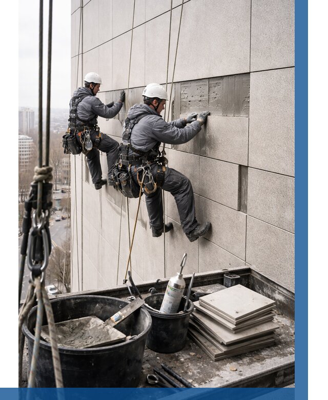 Ремонт фасада из керамогранита в Кунгуре от 2564 р. | ВЫСОТНИК-Кнг