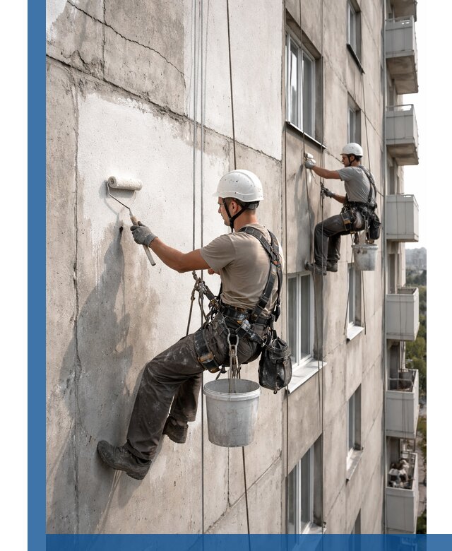 Покраска бетонного фасада в Кунгуре для жилых и промышленных объектов