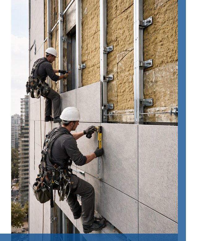 Монтаж вентилируемого фасада в Кунгуре от 3590 р. | ВЫСОТНИК-Кнг