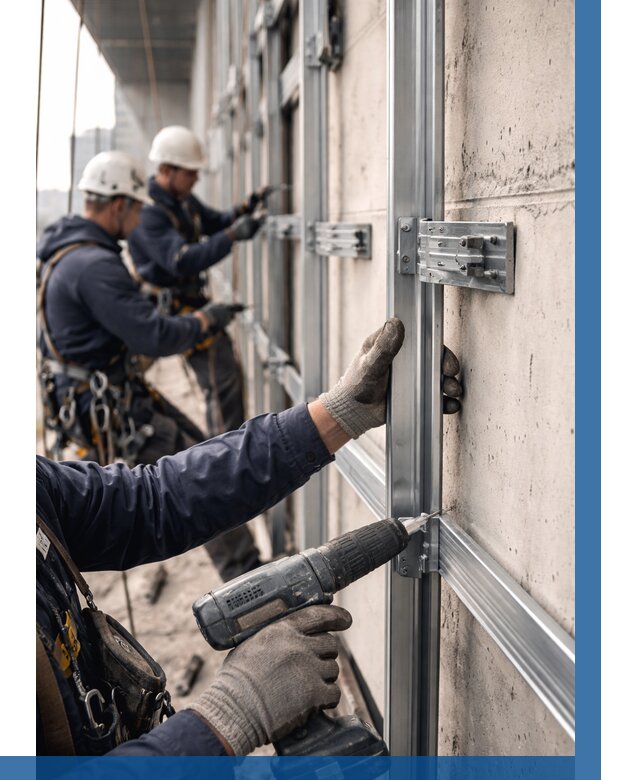 Монтаж подсистемы вентфасада в Кунгуре от 872 р. | ВЫСОТНИК-Кнг