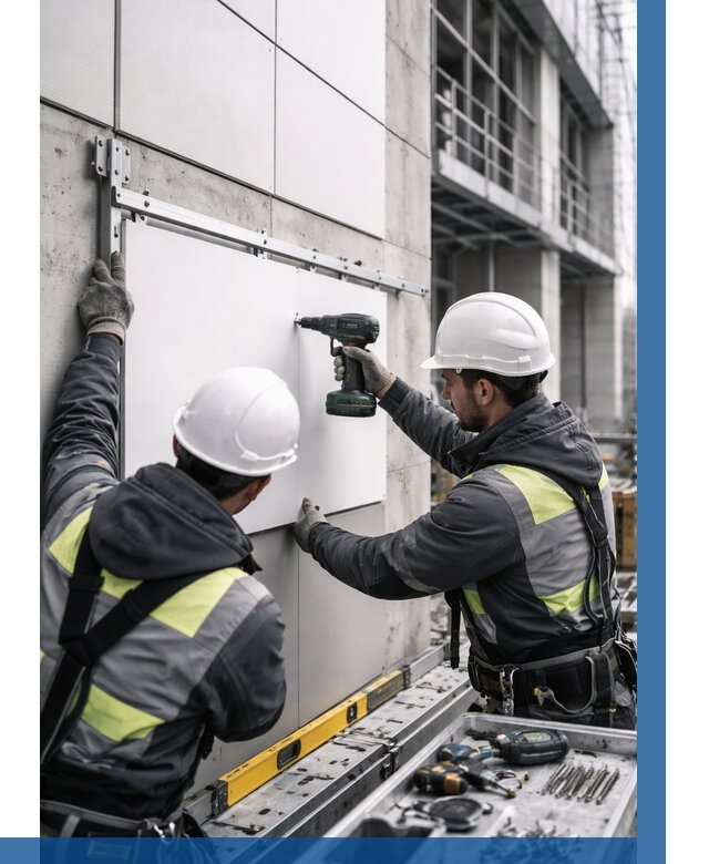 Монтаж композитных панелей фасада в Кунгуре от 2564 р. | ВЫСОТНИК-Кнг