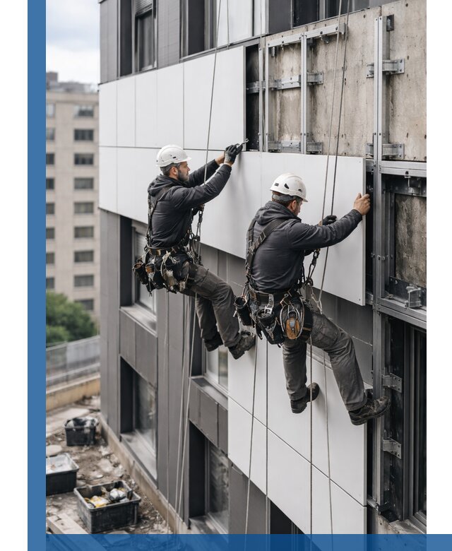 Монтаж композитных панелей фасада в Кунгуре под ключ