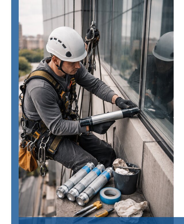 Герметизация стыков витража в Кунгуре для герметичных фасадов