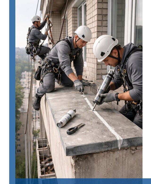 Герметизация балконного козырька в Кунгуре профессионально