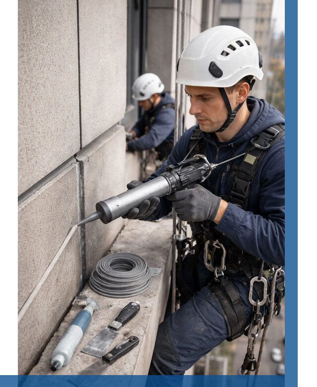 Герметизация деформационных швов фасада в Кунгуре от 718 | ВЫСОТНИК-Кнг