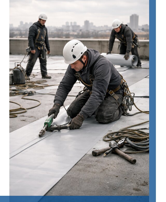 Ремонт мембранной кровли в Кунгуре от 1846 р./м2 | ВЫСОТНИК-Кнг