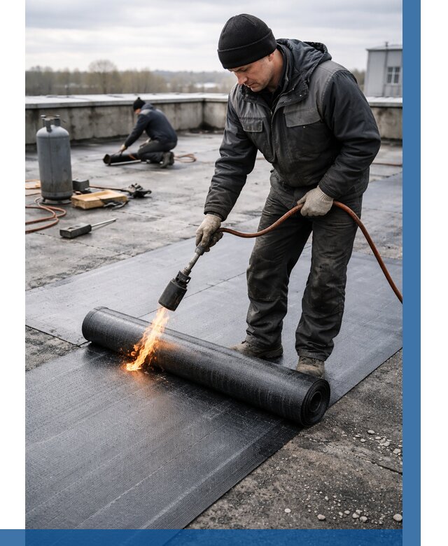 Ремонт наплавляемой кровли в Кунгуре от 718 р. | ВЫСОТНИК-Кнг