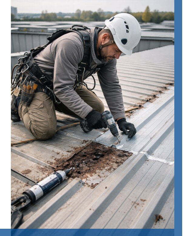 Ремонт профнастила на кровле в Кунгуре от 718 р. | ВЫСОТНИК-Кнг