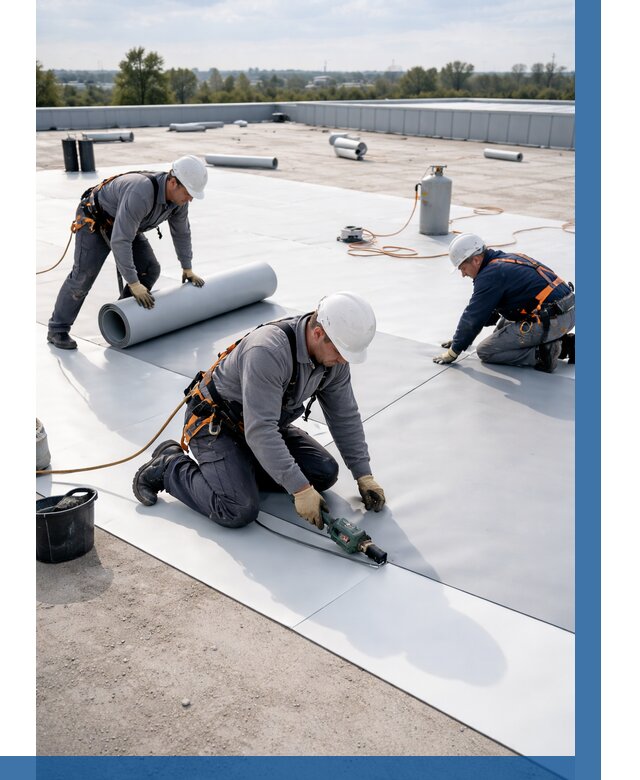 Монтаж мембранной кровли под ключ в Кунгуре от 1231 р. | ВЫСОТНИК-Кнг