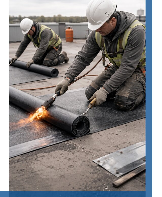 Монтаж наплавляемой кровли в Кунгуре от 872 р. — ВЫСОТНИК-Кнг