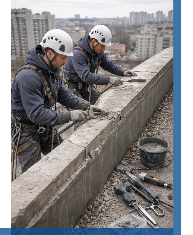 Ремонт парапета на кровле в Кунгуре от 1538 р. | ВЫСОТНИК-Кнг