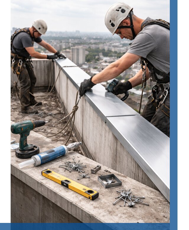 Монтаж парапетных крышек в Кунгуре от 820 р. | ВЫСОТНИК-Кнг