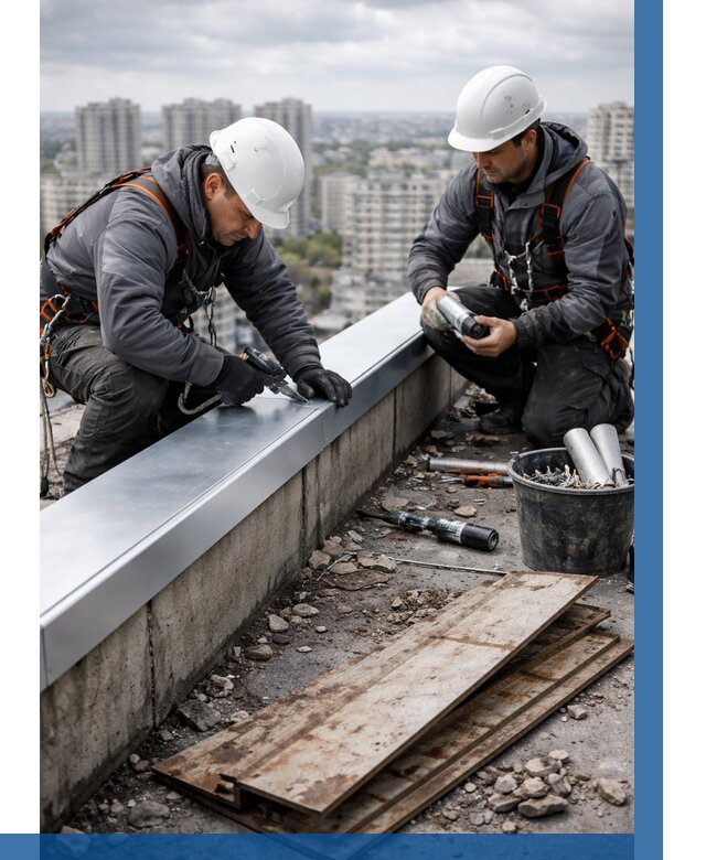 Замена парапетных крышек под ключ в Кунгуре от 1231 р. | ВЫСОТНИК-Кнг