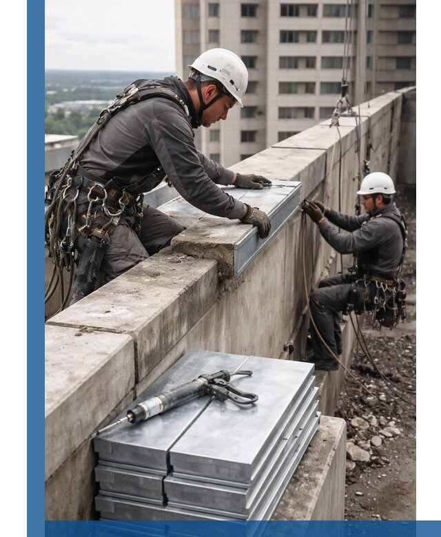 Замена парапетных крышек и установка новых в Кунгуре