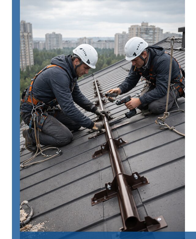 Монтаж снегозадержателей на кровле зданий в Кунгуре под ключ