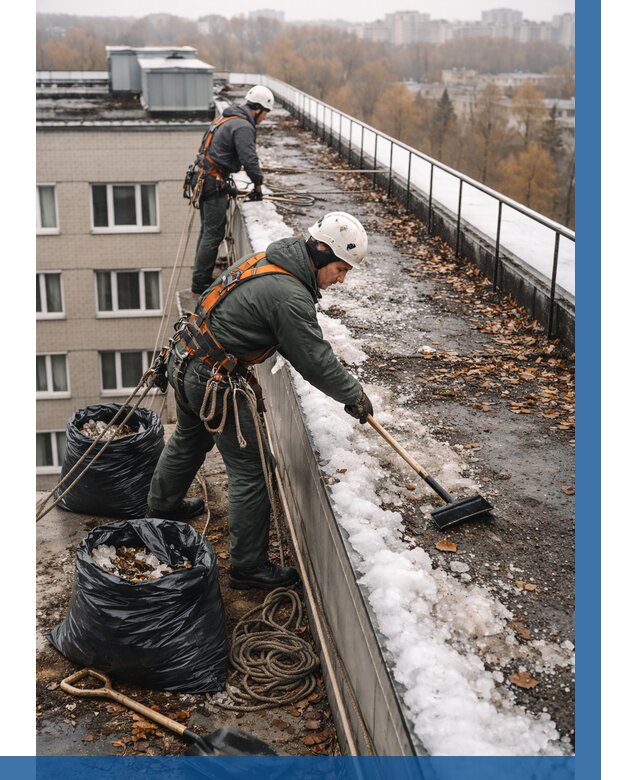 Очистка кровли по периметру в Кунгуре от 564 р. | ВЫСОТНИК-Кнг