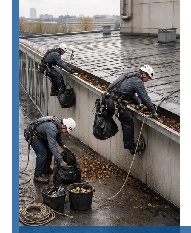 Очистка кровли по периметру в Кунгуре силами промышленных альпинистов