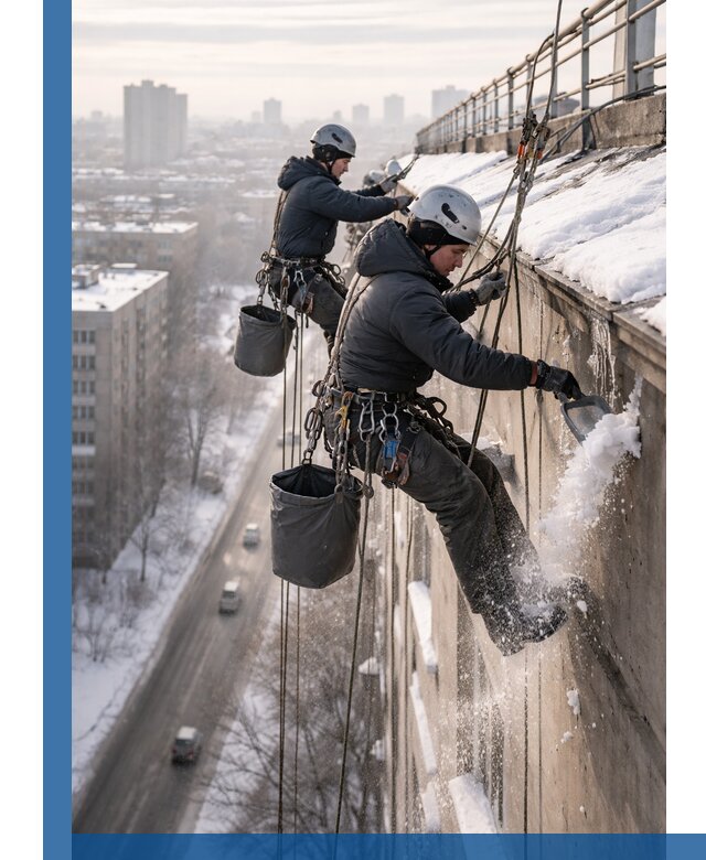 Очистка карнизов от снега в Кунгуре профессионально и безопасно