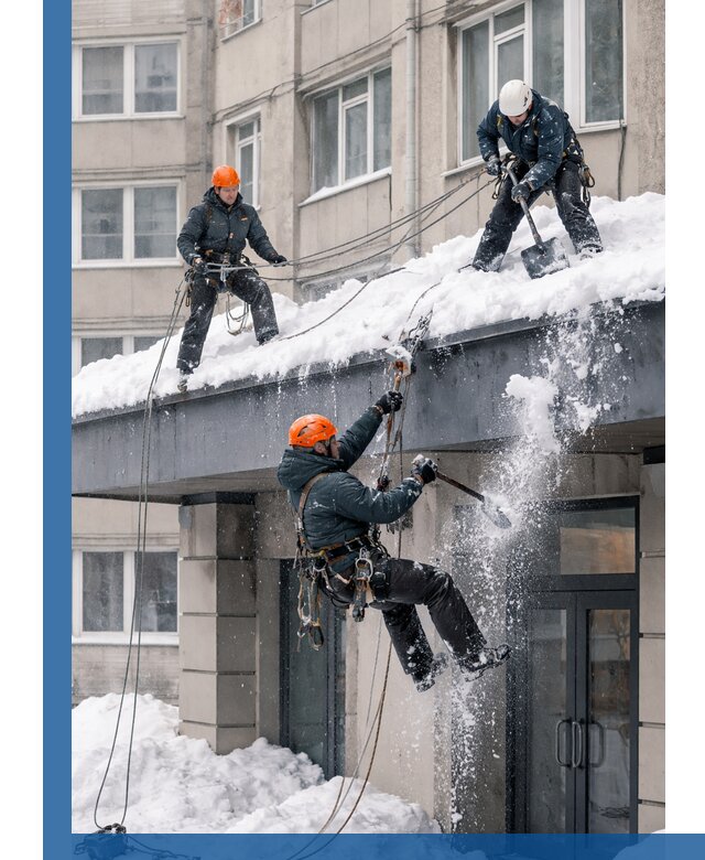 Безопасная очистка навесов от снега в Кунгуре круглогодично