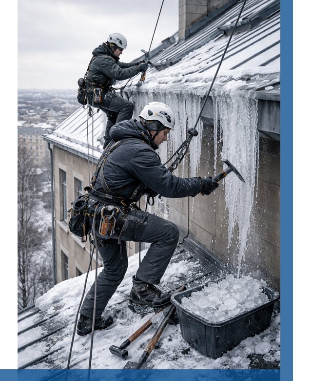 Удаление наледи с кровли в Кунгуре от 5641 р. | ВЫСОТНИК-Кнг