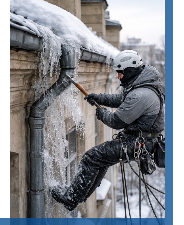 Очистка водостоков от льда в Кунгуре от 3590 р. | ВЫСОТНИК-Кнг