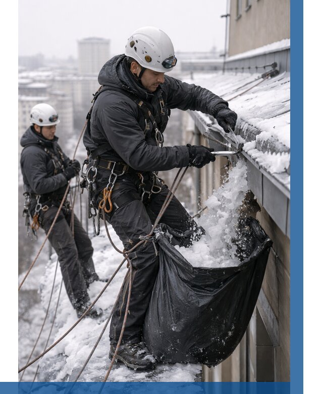 Аварийная очистка крыши в Кунгуре под ключ от 308 р. | ВЫСОТНИК-Кнг