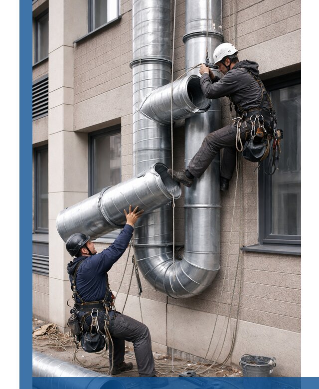 Монтаж фасадных воздуховодов в Кунгуре с герметизацией и крепежом
