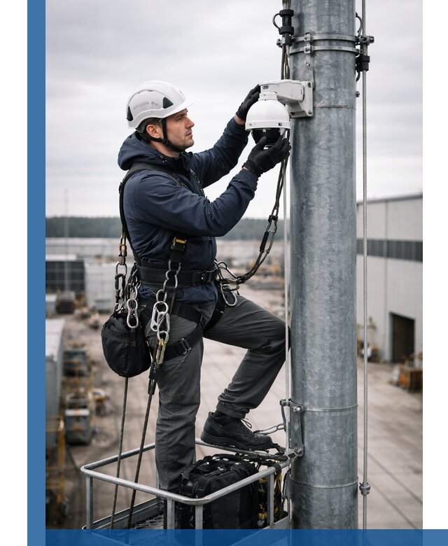 Профессиональная установка видеокамер на мачте в Кунгуре