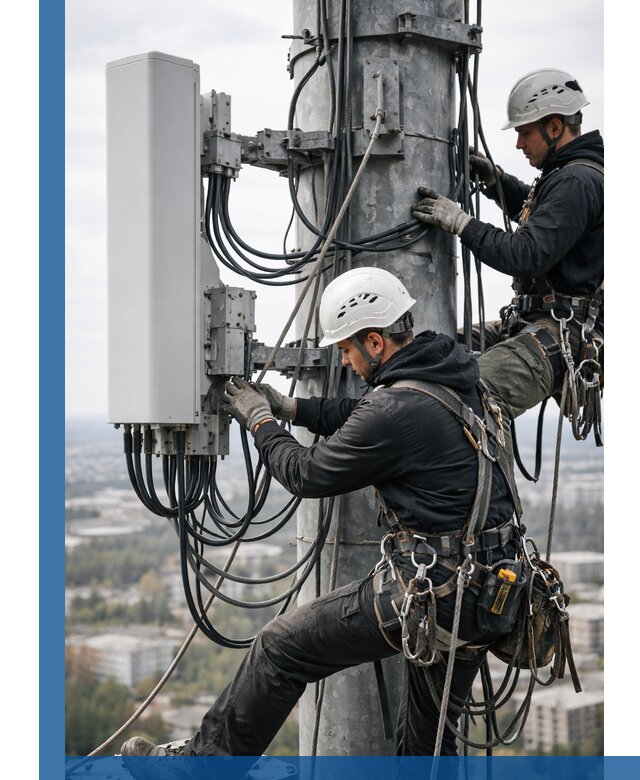 Монтаж оборудования связи на мачте в Кунгуре с пусконаладкой