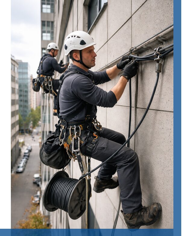 Прокладка кабеля по фасаду в Кунгуре от 359 р. | ВЫСОТНИК-Кнг