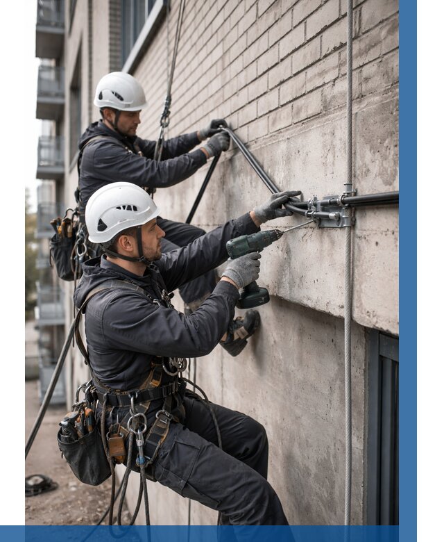 Крепление кабеля на фасаде в Кунгуре от 359 р. | ВЫСОТНИК-Кнг