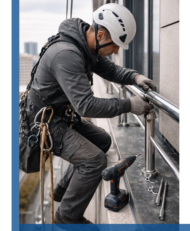 Монтаж ограждений на высоте в Кунгуре для зданий и конструкций