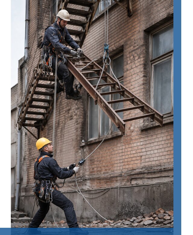 Демонтаж пожарной лестницы в Кунгуре от 12307 р. | ВЫСОТНИК-Кнг