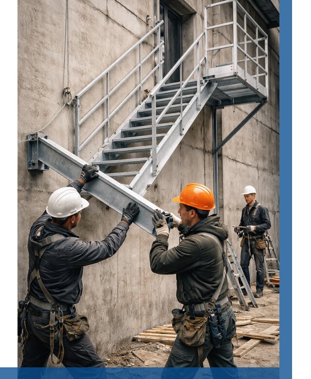 Монтаж металлических лестниц в Кунгуре от 15384 р. | ВЫСОТНИК-Кнг