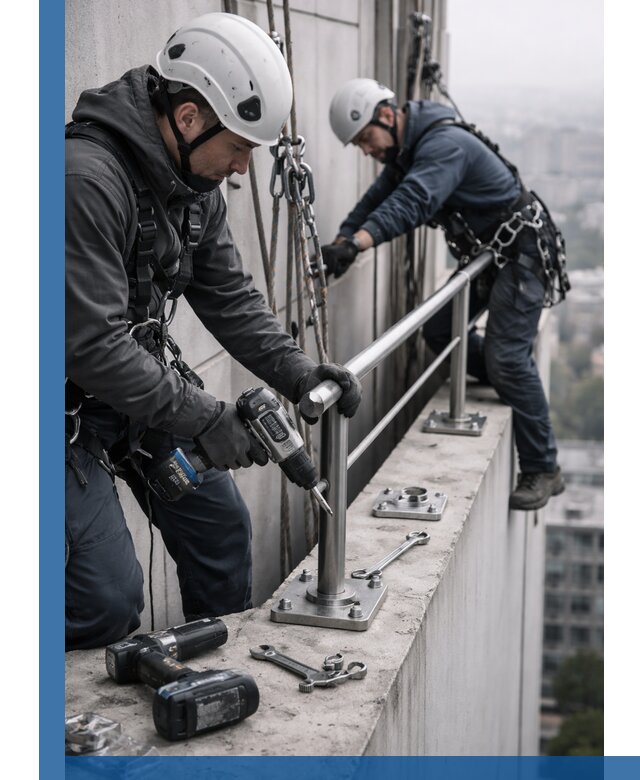 Монтаж перил на высоте в Кунгуре для жилых и промобъектов