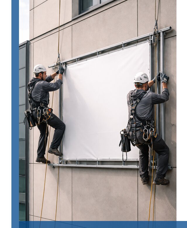 Монтаж наружной рекламной вывески в Кунгуре под ключ