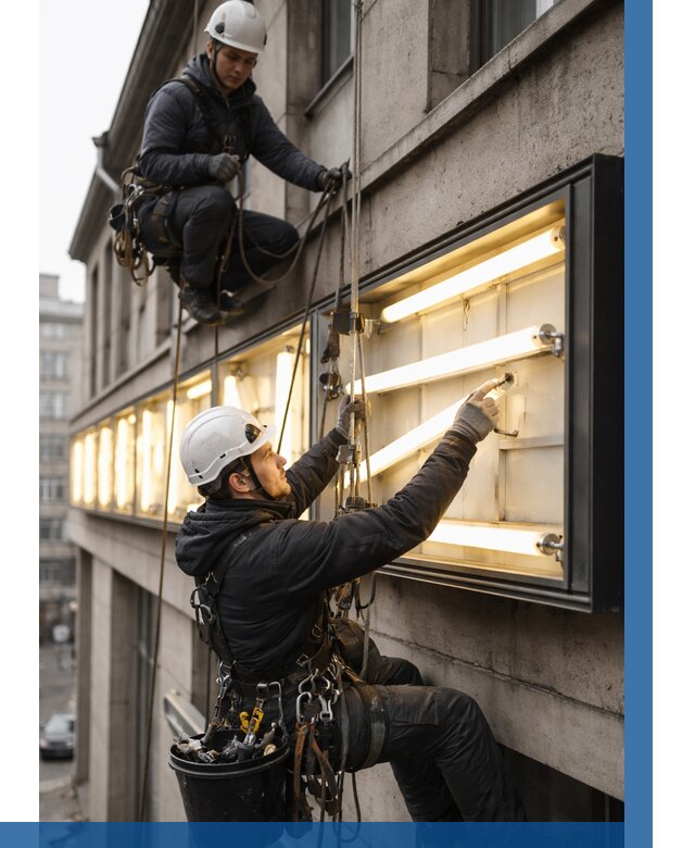 Замена ламп в вывеске в Кунгуре под ключ от 3590 р. | ВЫСОТНИК-Кнг