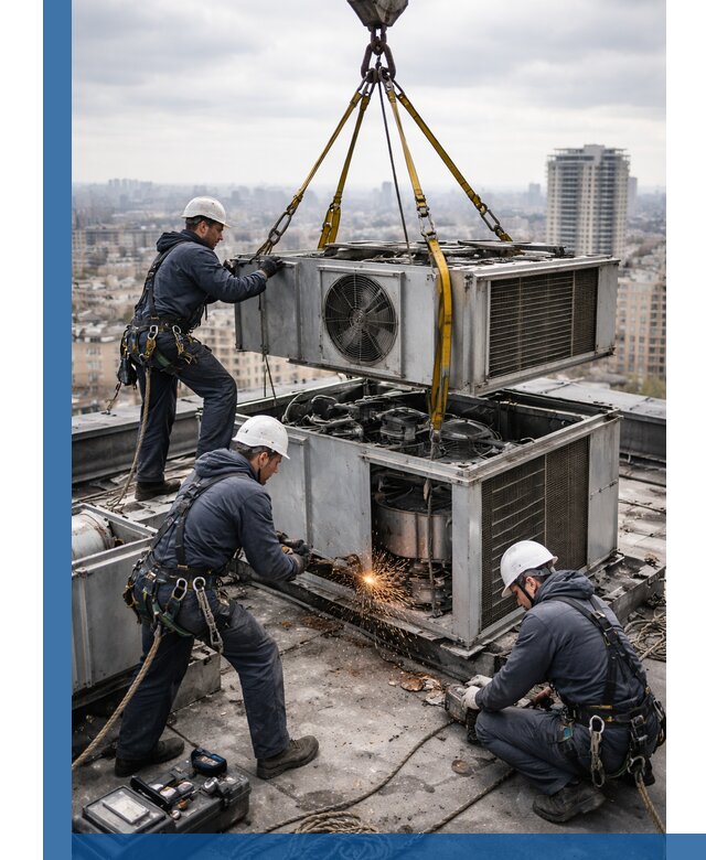 Демонтаж крышной установки в Кунгуре любой сложности