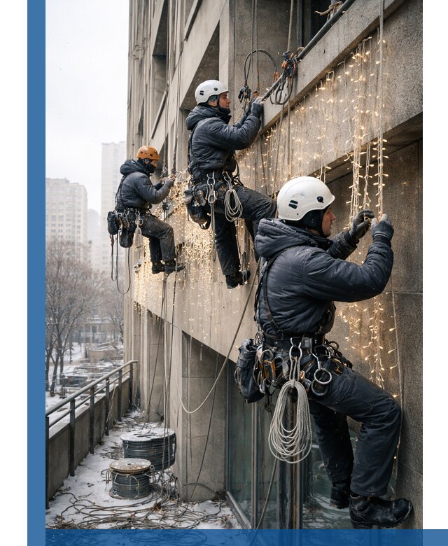 Монтаж новогодней иллюминации и украшение фасадов в Кунгуре