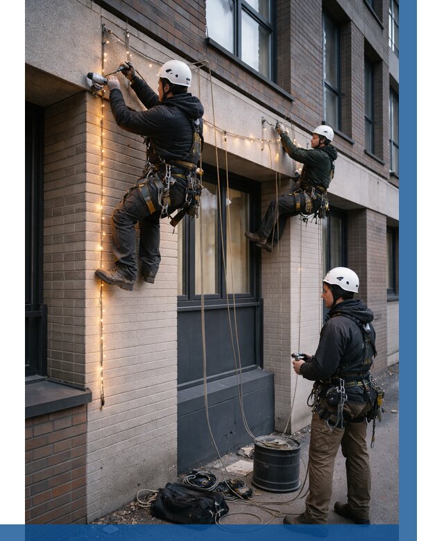 Монтаж гирлянд на фасаде в Кунгуре от 3590 р. | ВЫСОТНИК-Кнг