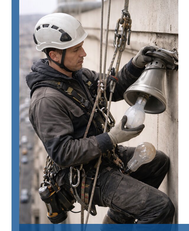 Замена ламп на высоте в Кунгуре профессионально и быстро