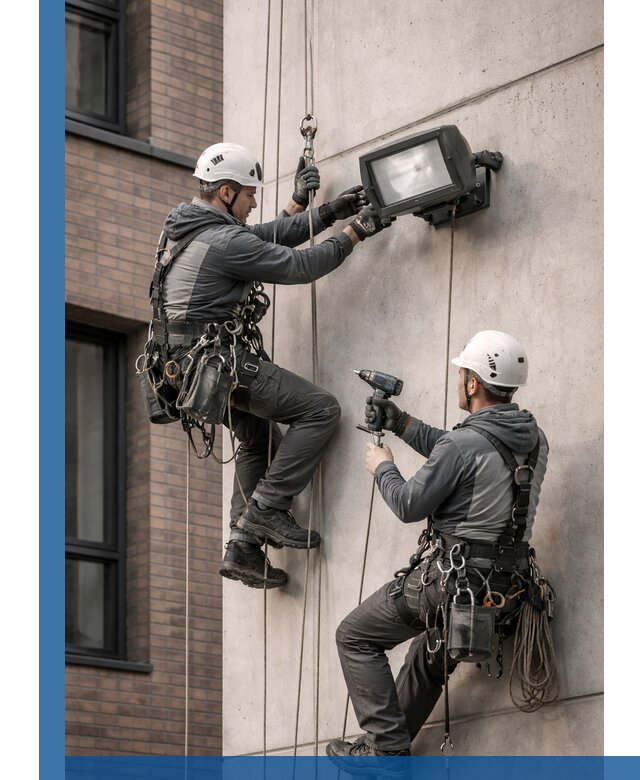 Профессиональный монтаж фасадных прожекторов в Кунгуре под ключ