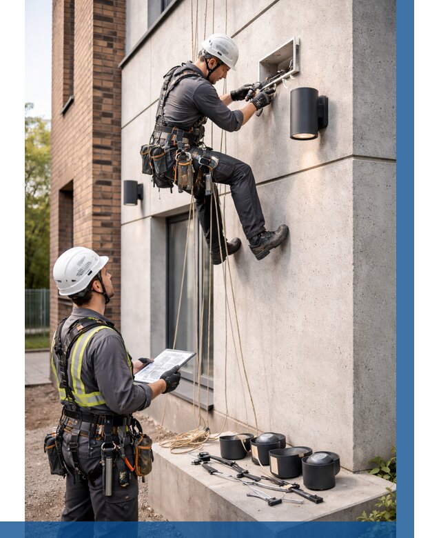 Монтаж фасадного освещения в Кунгуре от 2564 р. | ВЫСОТНИК-Кнг