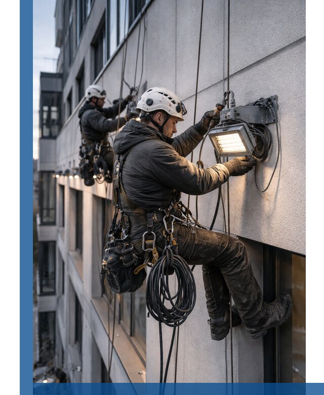 Монтаж фасадного освещения в Кунгуре установка и подключение